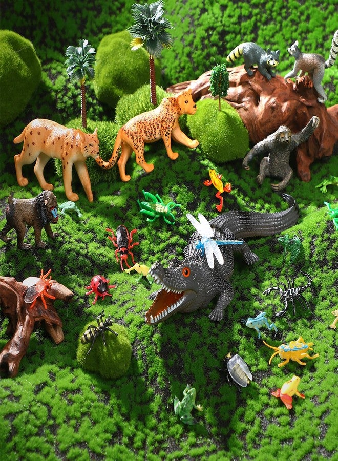 مجموعة ألعاب MiniInflat مكونة من 39 قطعة من مجسمات حيوانات الغابات المطيرة، مستلزمات مجسمات الغابات المطيرة للأطفال، مجسمات حيوانات الغابة، نماذج مصغرة للأشجار، مناسبة للمشاريع المدرسية التعليمية التاريخية، وديكورات حفلات أعياد الميلاد. - Image 5